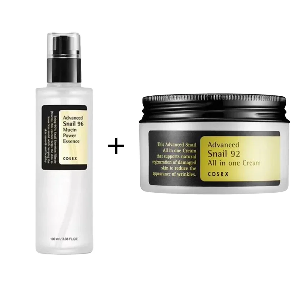 Advanced Snail 92 and Cream Snail 96 Mucin Power Essence Moisturizing Smoothing Nourishing Korean Facial Skin Care