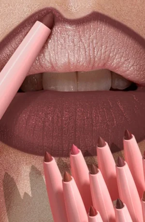 Tapered Nib Lip Liner Pencil Matte Red Brown Plumping Lip Stain Lasting Waterproof Fine Lipstick Slim Lip Outline Contour Makeup